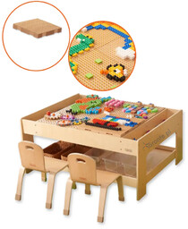 MASTERKIDZ Drewniany Stół Edukacyjny + AKCESORIA STEM WALL
