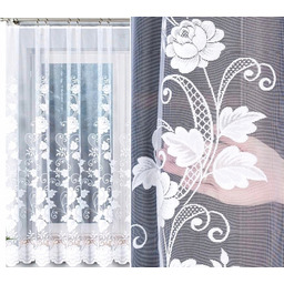 Firana żakardowa wzór 023006, 400x180cm prosta w kwiaty