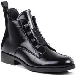 Botki damskie czarne S.Barski HY52-527 jesienne lakierowane ocieplane-37