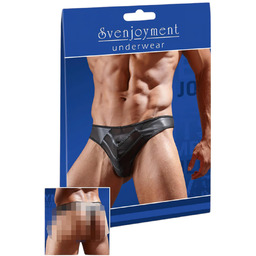 Lśniące męskie stringi z przezroczystą wstawką (czarne)