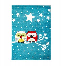 Dywan Dziecięcy Moda Kids Niebieski Sowy 120x160