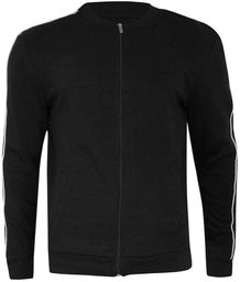 Bluza Męska Czarna z Lampasami na Rękawach, Zapinana