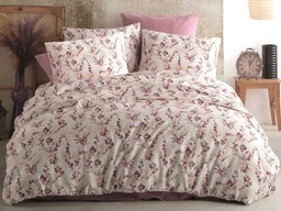 Pościel bawełniana 200x220 Terra kremowa wrzosowa kwiatki Cottonlove