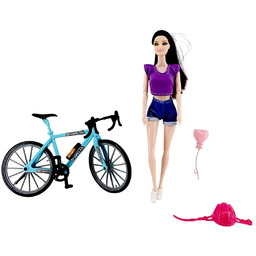 Lalka na rowerze z kaskiem czarne włosy 29