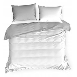 Pościel NOVA3 biała srebrna 140x200 poszewka bawełna satyna