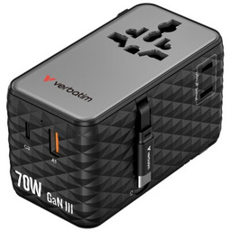 VERBATIM Adapter podróżny Charge N Travel Czarny (Globalny)