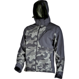 Kurtka softshell z kapturem moro zielono-czarna "M" CE