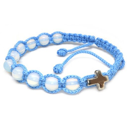 Różaniec bransoletka na rękę - opal w błękicie