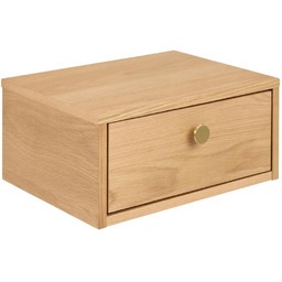 Stolik nocny Monfort, naturalny dąb, ścienny, z szufladą