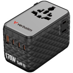VERBATIM Adapter podróżny Charge N Travel Czarny (Globalny)