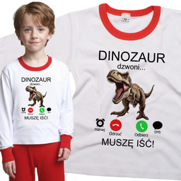 Piżama dziecięca Muszę Iść Dinozaur Dzwoni Tyranozaur T