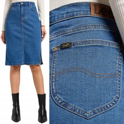Lee SKIRT SLIM Calming JEANSOWA SPÓDNICA ROZCIĘCIA PO