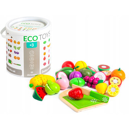 Drewniane owoce do krojenia 20 sztuk Ecotoys