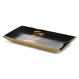 Eurofirany Patera ceramiczna 35x20x7 Selena czarna złota o