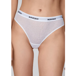 Stringi damskie z transparentnej siateczki LU134-02 Naviale białe