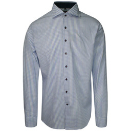 Koszula Męska, Niebieska w Kratkę, Elegancka z Długim
