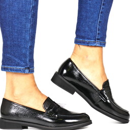 Damskie Mokasyny Skórzane Półbuty Sergio Leone 25112-S Czarne