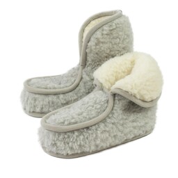 Kampol Bambosze wełniane merynos Granny szare jasne rozm.