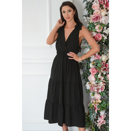 Sukienka midi z falban z kokardami czarna Armine