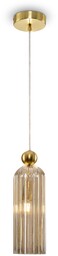 ANTIC Lampa wisząca złota, szkło koniak H187.5cm fi10cm