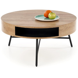 ława okrągła camila dąb złoty / czarny halmar