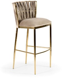 HOKER złote metalowe nogi, beżowe welwetowe siedzisko, styl