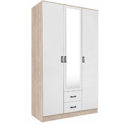 Edinos Premium Skandynawska trzydrzwiowa szafa z lustrem dąb