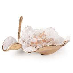 Eurofirany Patera ceramiczna 40x30x11 Donato kremowa beżowa liść