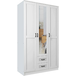 Edinos Premium Biała trzydrzwiowa szafa z lustrem