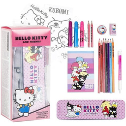 Hello Kitty kolorowy zestaw papeterii - kompletny piórnik