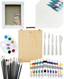 Walizka Sztaluga Farby Pędzle Duży Zestaw Malarski