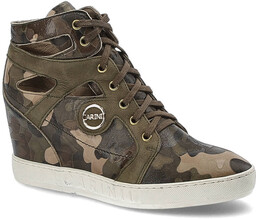 Zielone Sneakersy Carinii Wygodne Buty Damskie Na Koturnie