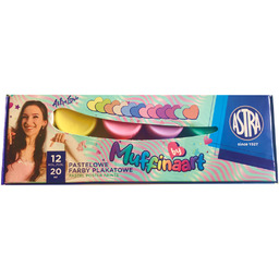 Farby plakatowe pastelowe 12 kolorów 20 ml Muffinaart