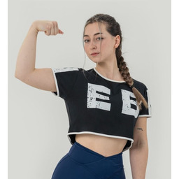 NEBBIA Damski Crop Top Oversized Game On Black