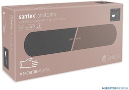 RĘKAWICE LATEKSOWE SANTEX ANATOMIC PUDROWANE, OP=2x50 SZT. (L)