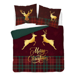 Detexpol Pościel bawełniana świąteczna 160x200 w kratę