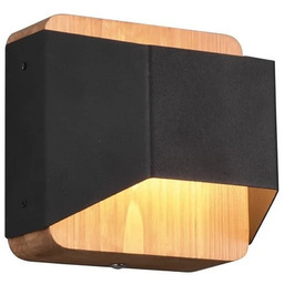 Kinkiet nowoczesny czarny metal + drewno 4,3W LED