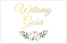 Plakat Weselny z kwiatkami - 90x60 cm