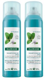 KLORANE Suchy szampon detoksykujący z miętą organiczną, 2x150ml