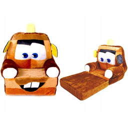 Brązowa rozkładana brązowa pufa dziecięca XL