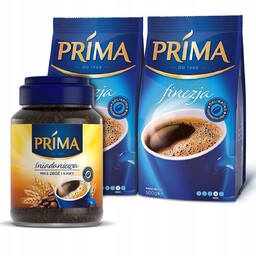 Kawa mielona Prima Finezja 2x500g + rozpuszczalna Prima