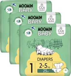 Moomin Baby, rozmiar 1, 2-5 kg pieluchy, 75