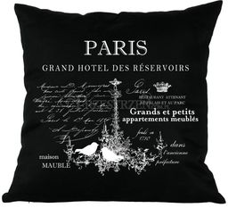 PODUSZKA OZDOBNA FRENCH HOME - PARIS CZERŃ