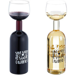 Relaxdays Szklana butelka do wina, XL kieliszek