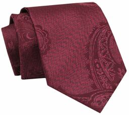 Elegancki, Klasyczny, Męski Krawat -ALTIES - Ciemnoczerwony, Duży