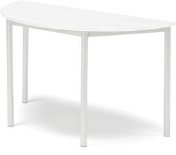 Stół SONITUS, półokrągły, 1200x600x720 mm, laminat HPL biały,