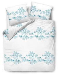Pościel bawełniana 220x200 biała turkusowa ornamenty 71464/1 Cottonlove