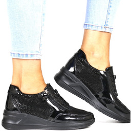 Damskie Sneakersy Skórzane na Koturnie Półbuty Sportowe Filippo