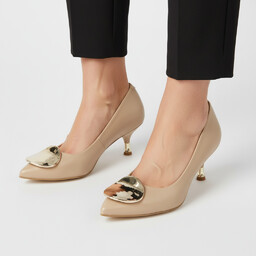 Chebello Czółenka damskie, ze skóry naturalnej licowej szpiczasty