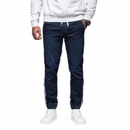 Modne jeansowe joggery męskie ciemnoniebieskie Ombre OM-PADJ-0156 V4